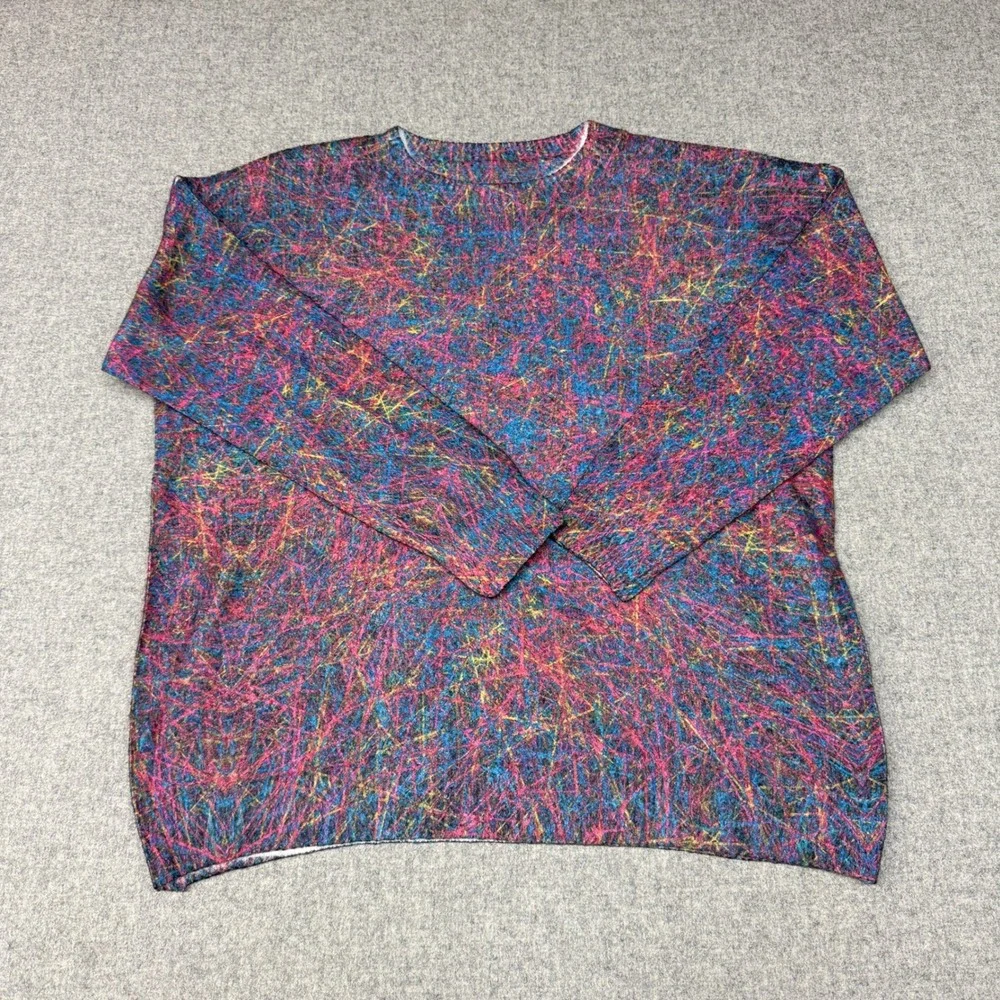 Unbranded Abstract Splatter Knit Sweater Size XL Multicolor Long Sleeve Crewneck